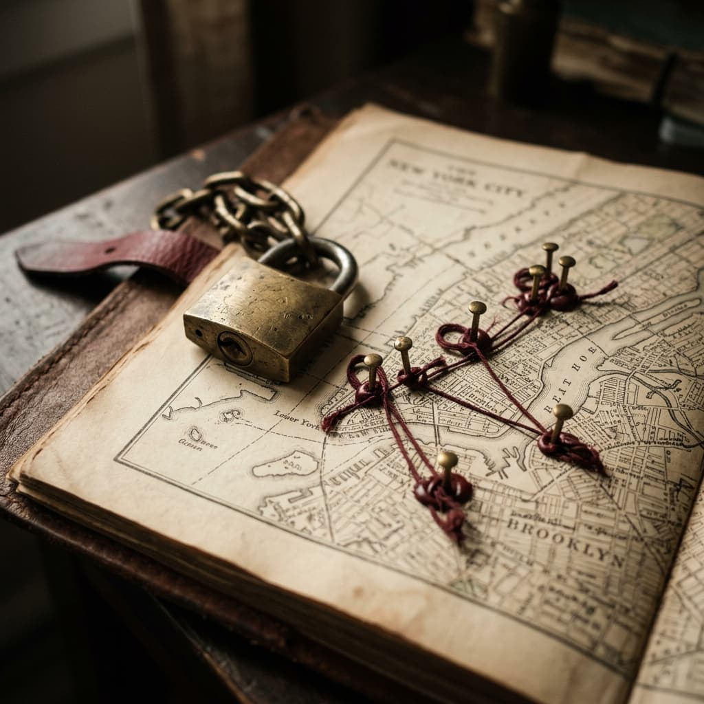 Vintage brass padlock pinned over a regional map — proof you own the territory.